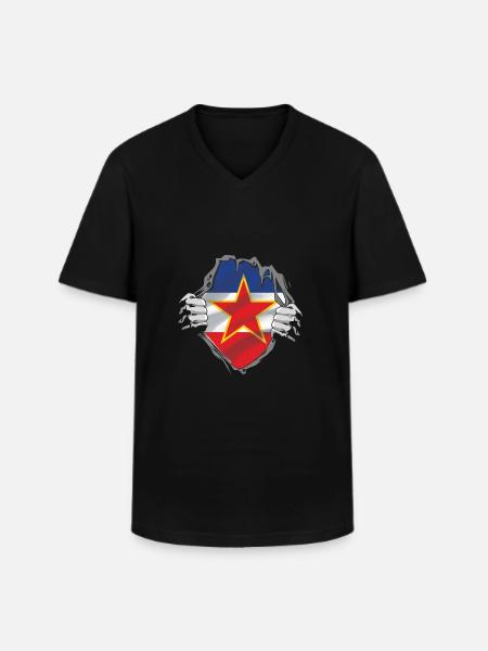Geschenkidee voor de nostalgie van Balkan Joegoslavië - Klassiek mannen T-shirt met V-hals - zwart