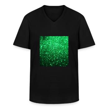 Sparkling Green Glitter - Men's V-Neck T-Shirt - black - Front - AI Model Male 178 dark (178cm)
