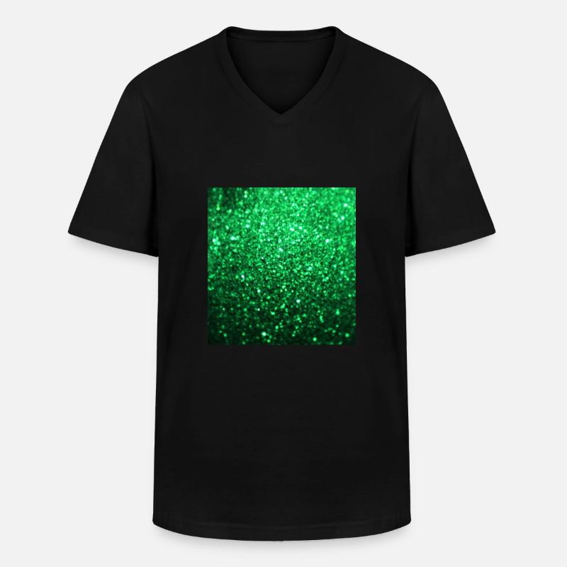 Funkelnder grüner Glitter - Männer-T-Shirt mit V-Ausschnitt - Schwarz