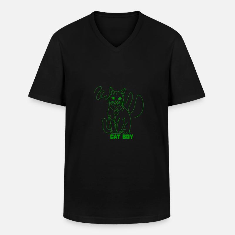 Katzenjunge - Männer-T-Shirt mit V-Ausschnitt - Schwarz