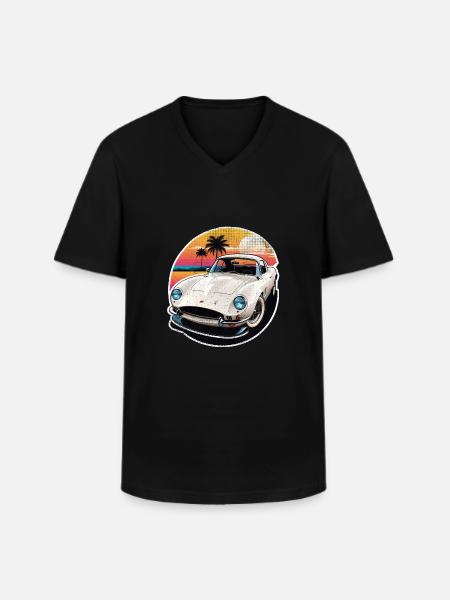 Oldtimer Sonnenuntergang - Männer-T-Shirt mit V-Ausschnitt - Schwarz
