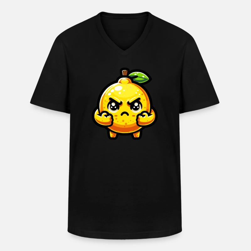 Wütende Zitrone - Männer-T-Shirt mit V-Ausschnitt - Schwarz