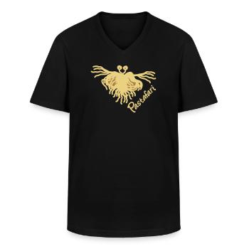 Pastafari FSM - Männer-T-Shirt mit V-Ausschnitt - Schwarz - Vorne - AI Model Male 178 dark (178cm)