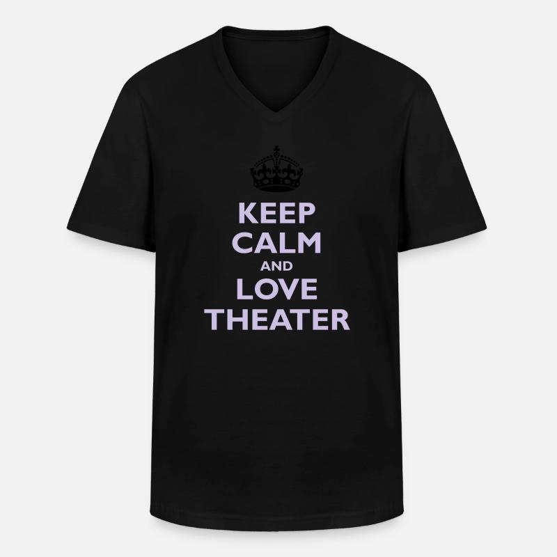Keep Calm & Love Theater - Männer-T-Shirt mit V-Ausschnitt - Schwarz