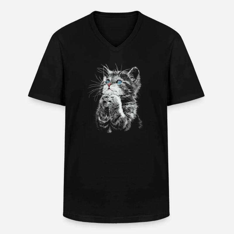 Katze - Männer-T-Shirt mit V-Ausschnitt - Schwarz