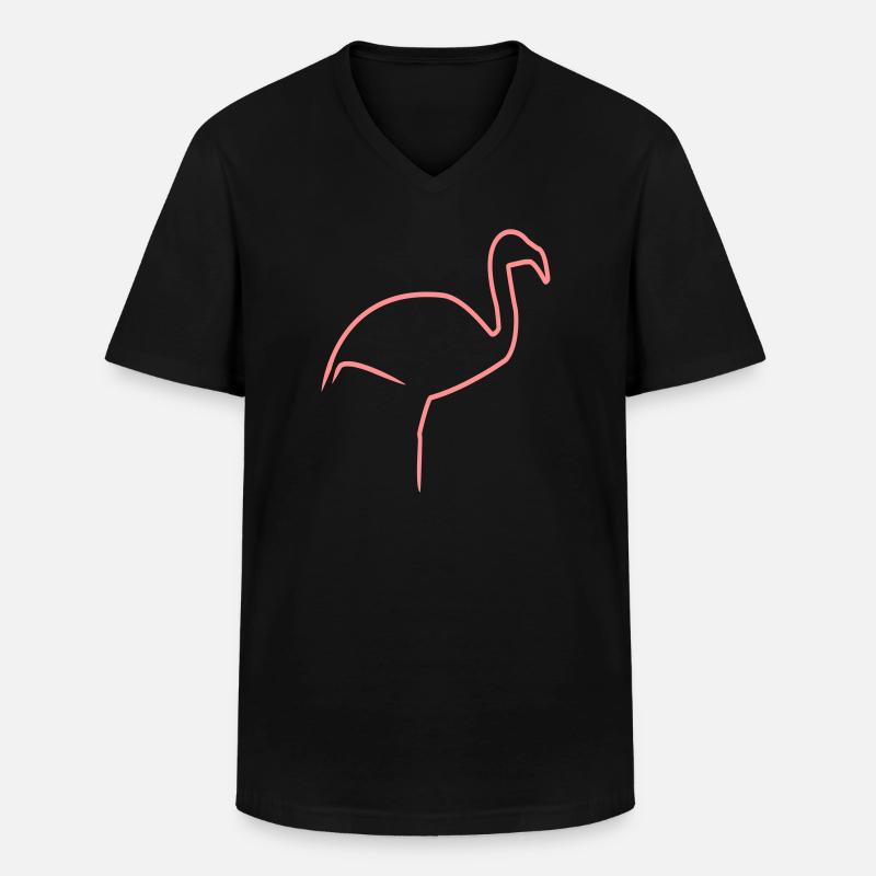 Flamingo - Männer-T-Shirt mit V-Ausschnitt - Schwarz