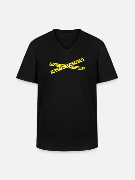 6061912 121806760 policeline - Men's V-Neck T-Shirt - black
