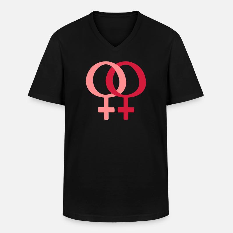 Frau & Frau - Männer-T-Shirt mit V-Ausschnitt - Schwarz