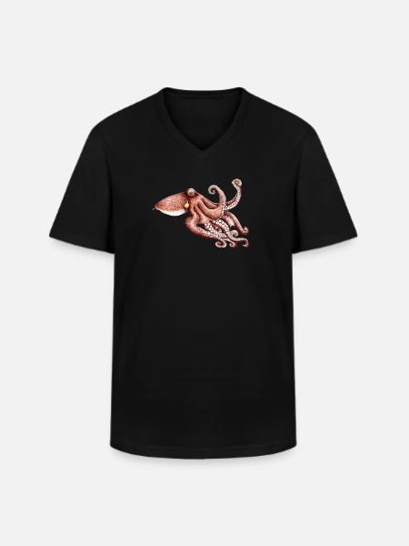 Octopus - Octopus vulgaris - Octopus Poulpe Pieuvre - Men's V-Neck T-Shirt - black