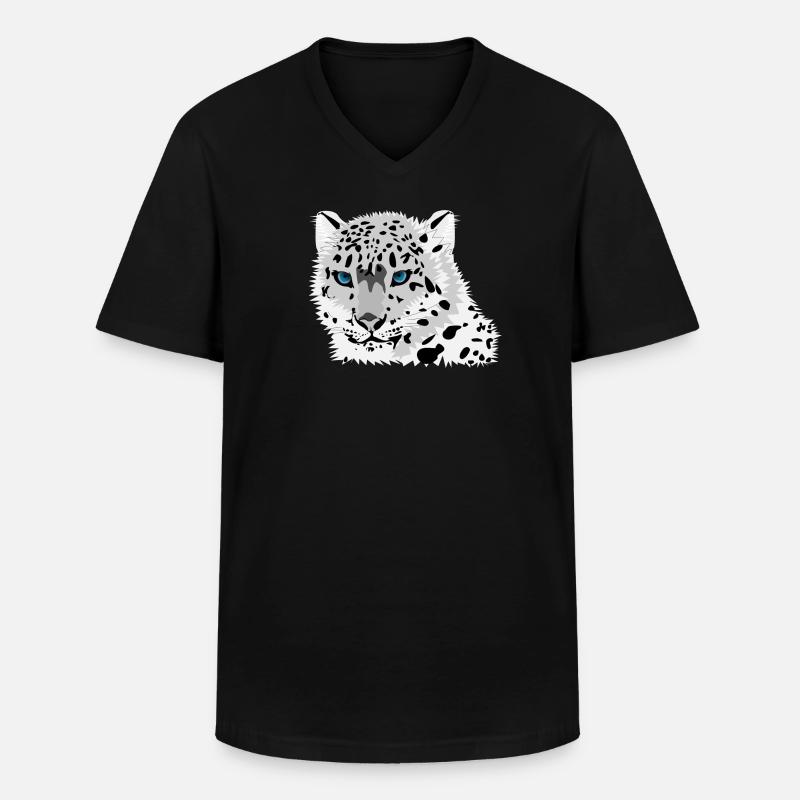Leopard Katze - Männer-T-Shirt mit V-Ausschnitt - Schwarz