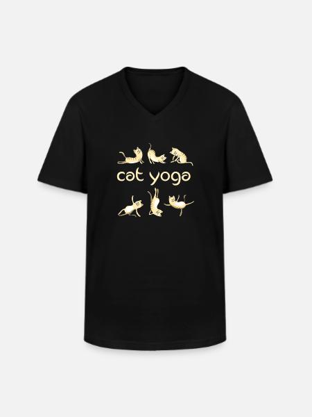 yoga cats kitkat kitty yogi fun meditation gym l - Men's V-Neck T-Shirt - black