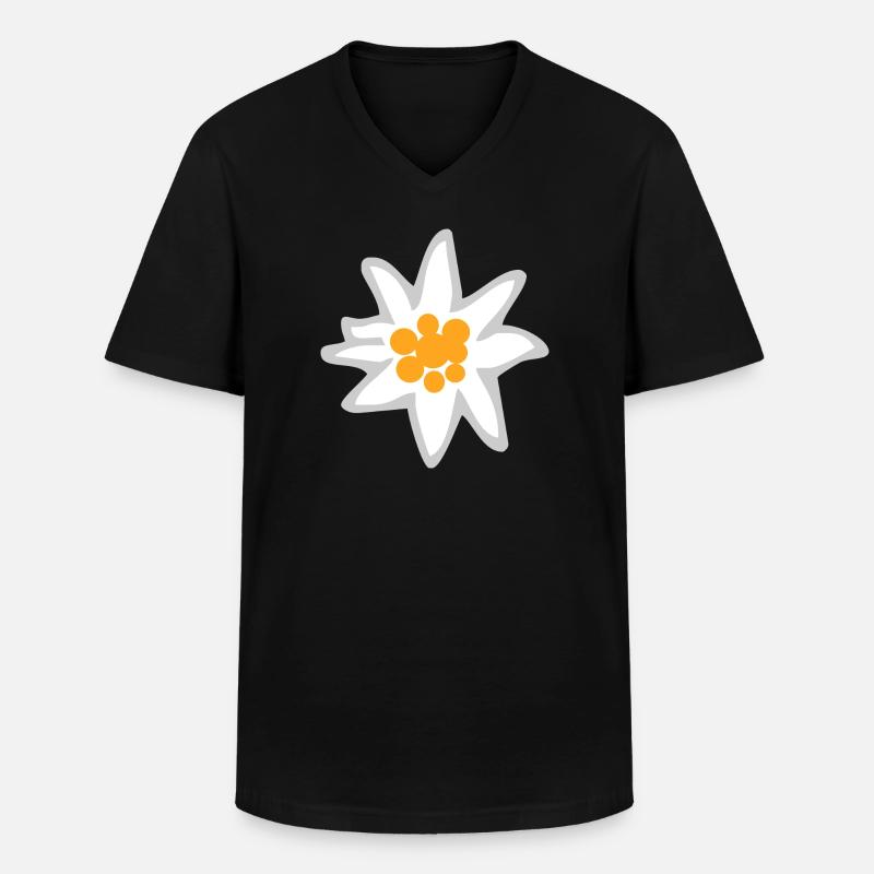 Edelweiss - Männer-T-Shirt mit V-Ausschnitt - Schwarz