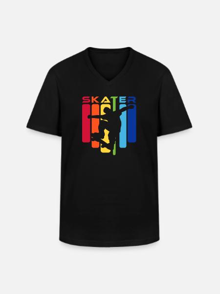 Skater Kids Rainbow Silhouette - Men's V-Neck T-Shirt - black