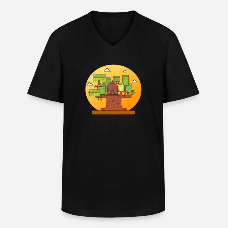 Baumhaus Abenteuer - Männer-T-Shirt mit V-Ausschnitt - Schwarz