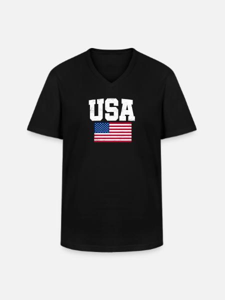 États-Unis - T-shirt col V Homme - noir