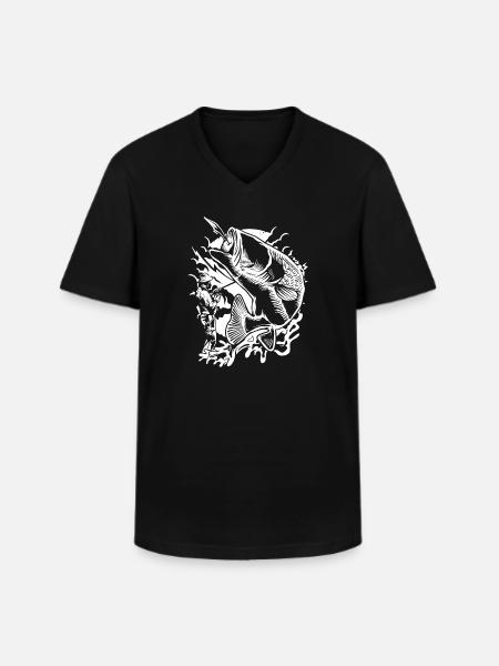 Fisherman T shirt - Men's V-Neck T-Shirt - black