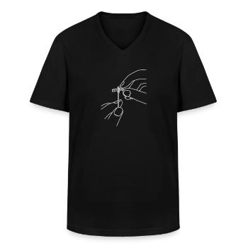 Patience style trendy cool - Men's V-Neck T-Shirt - black - Front - AI Model Male 178 dark (178cm)