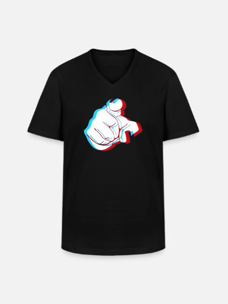 I want YOU - 3D finger - Men's V-Neck T-Shirt - black