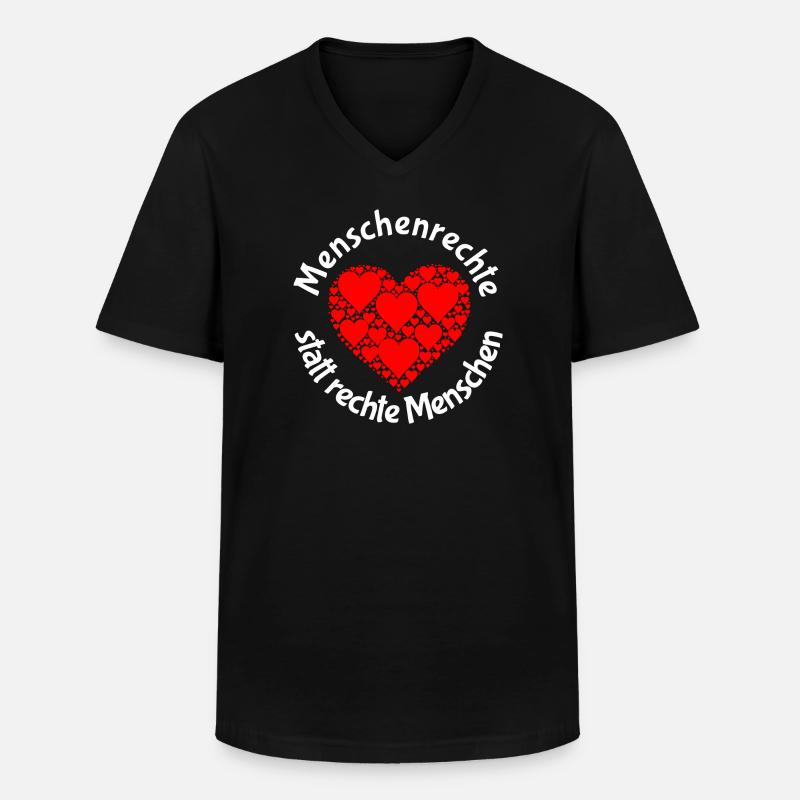 Menschenrechte statt rechte Menschen Statement - Männer-T-Shirt mit V-Ausschnitt - Schwarz