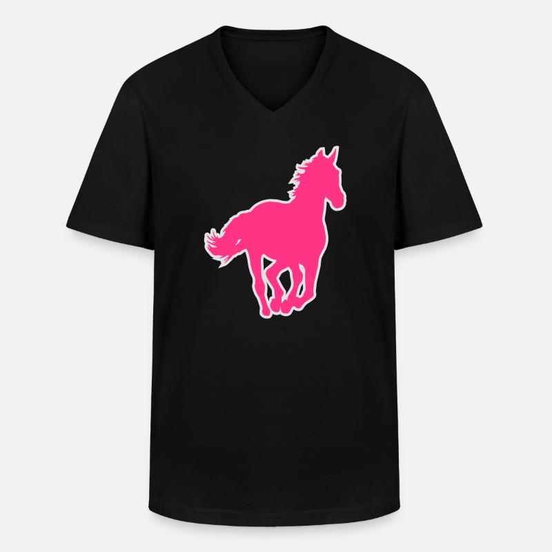 Pferd - Männer-T-Shirt mit V-Ausschnitt - Schwarz