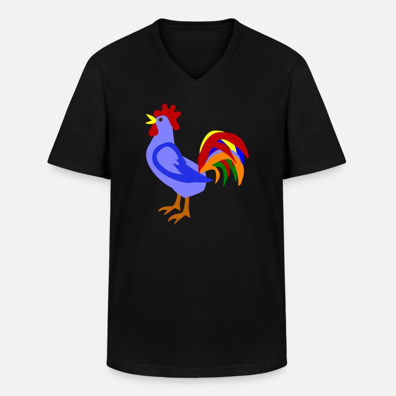 Farbenfroher Hahn im Kunstdesign - Männer-T-Shirt mit V-Ausschnitt - Schwarz