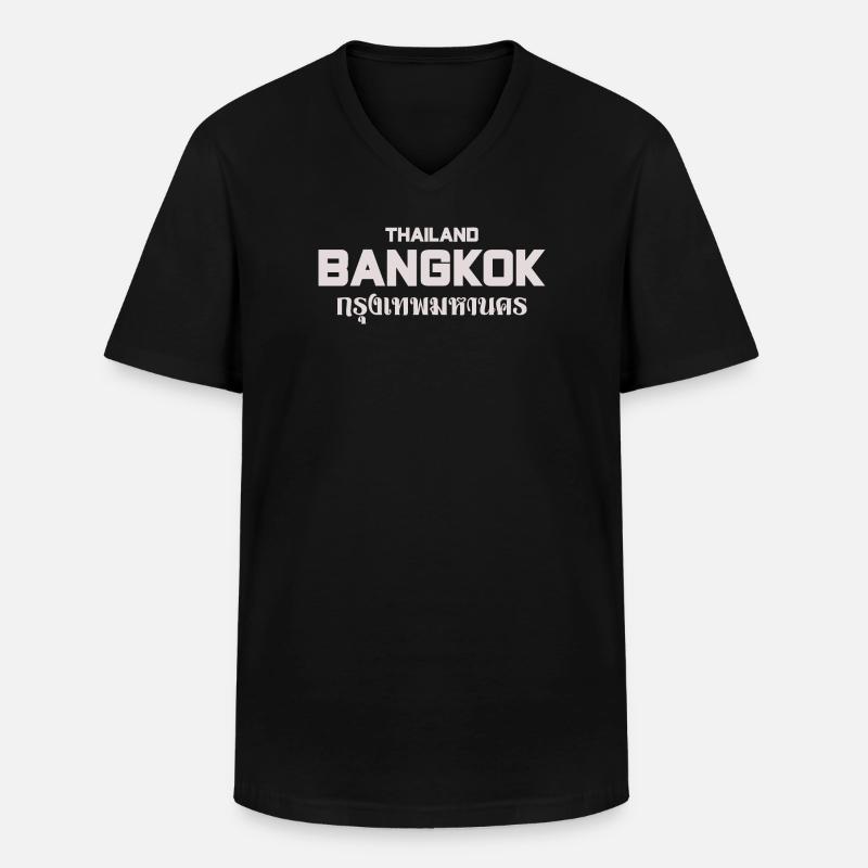 Bangkok Großbuchstaben Stadtbild - Männer-T-Shirt mit V-Ausschnitt - Schwarz