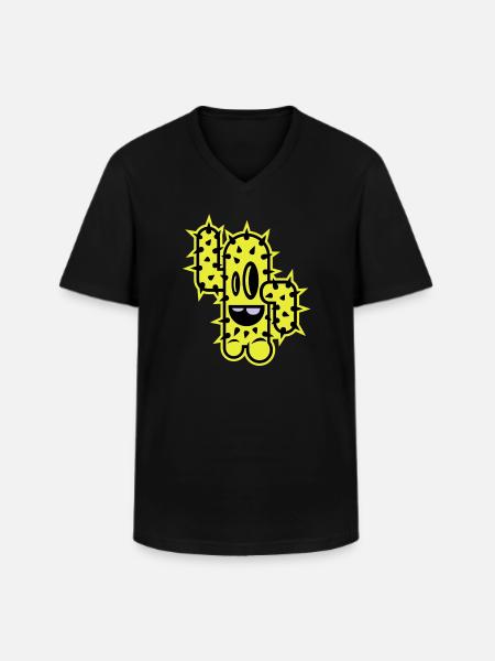cactus high five comic - Men's V-Neck T-Shirt - black