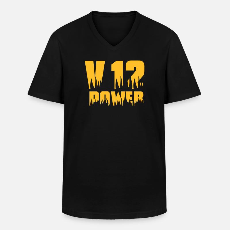 V12 PUISSANCE - T-shirt col V Homme - noir