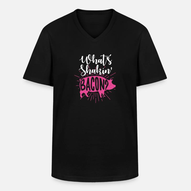 Whats Shakin Bacon - Männer-T-Shirt mit V-Ausschnitt - Schwarz