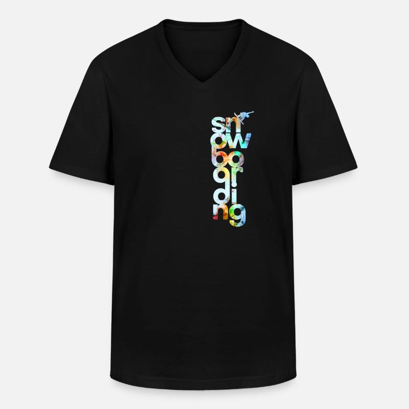 Snowboard - Männer-T-Shirt mit V-Ausschnitt - Schwarz