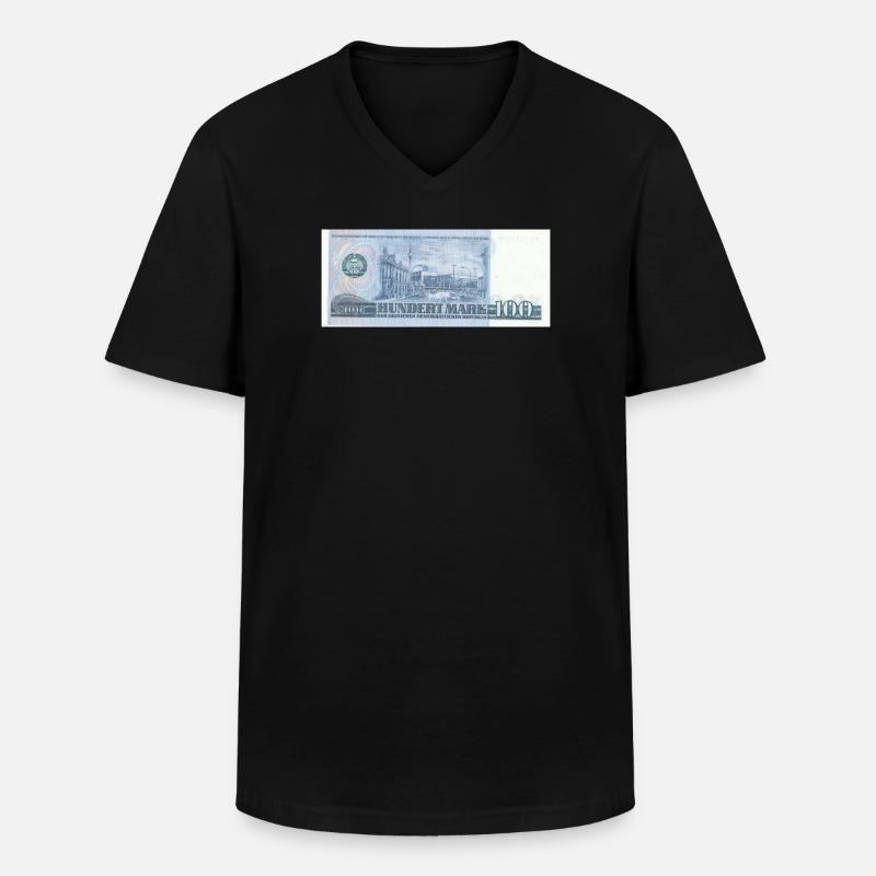 100 marks de la RDA - T-shirt col V Homme - noir