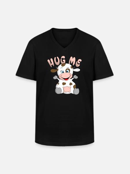 Hug me Kuh - Männer-T-Shirt mit V-Ausschnitt - Schwarz