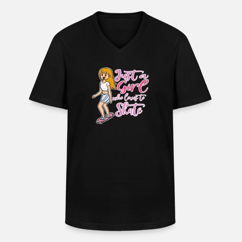 Skateboard - Männer-T-Shirt mit V-Ausschnitt - Schwarz