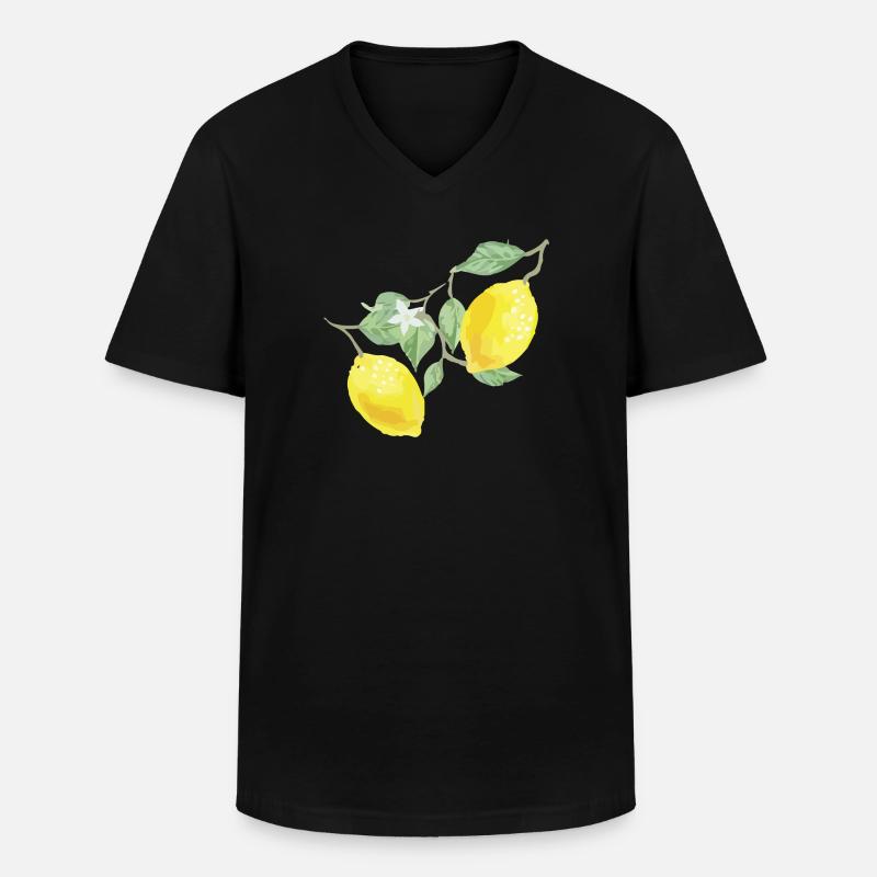 Zitronen - Männer-T-Shirt mit V-Ausschnitt - Schwarz