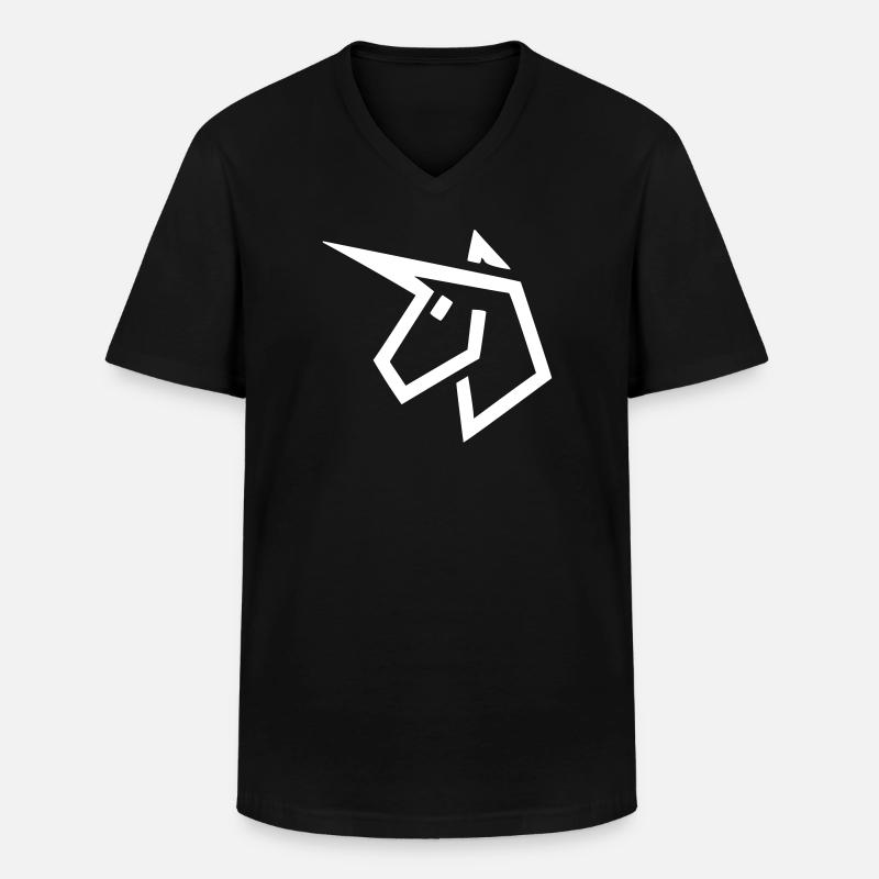 Einhorn Kopf Comic - Männer-T-Shirt mit V-Ausschnitt - Schwarz
