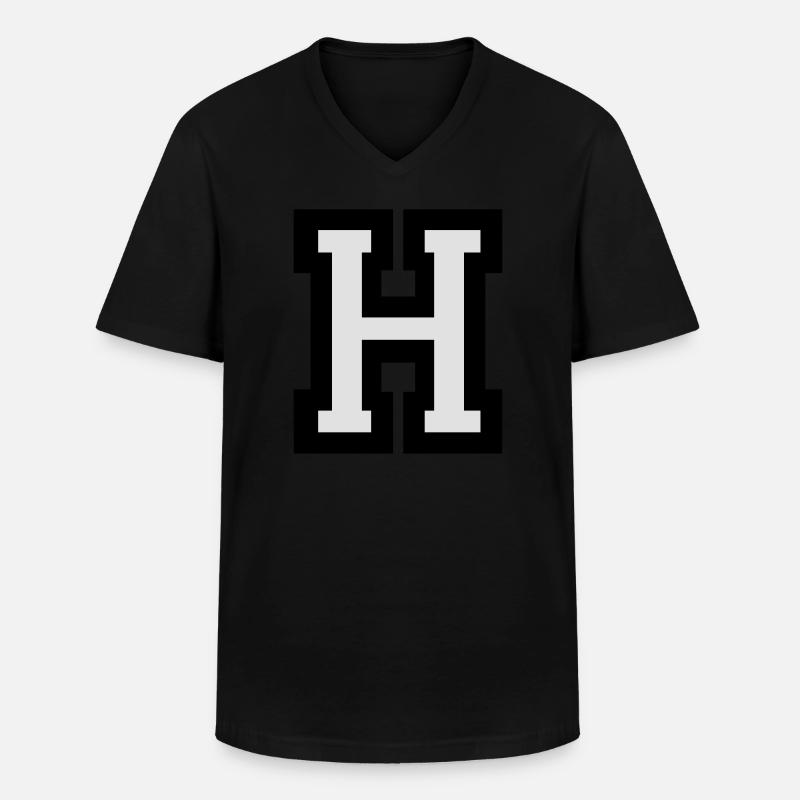 Buchstabe H - Männer-T-Shirt mit V-Ausschnitt - Schwarz