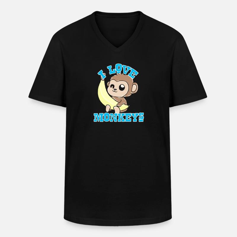 Affen - Männer-T-Shirt mit V-Ausschnitt - Schwarz