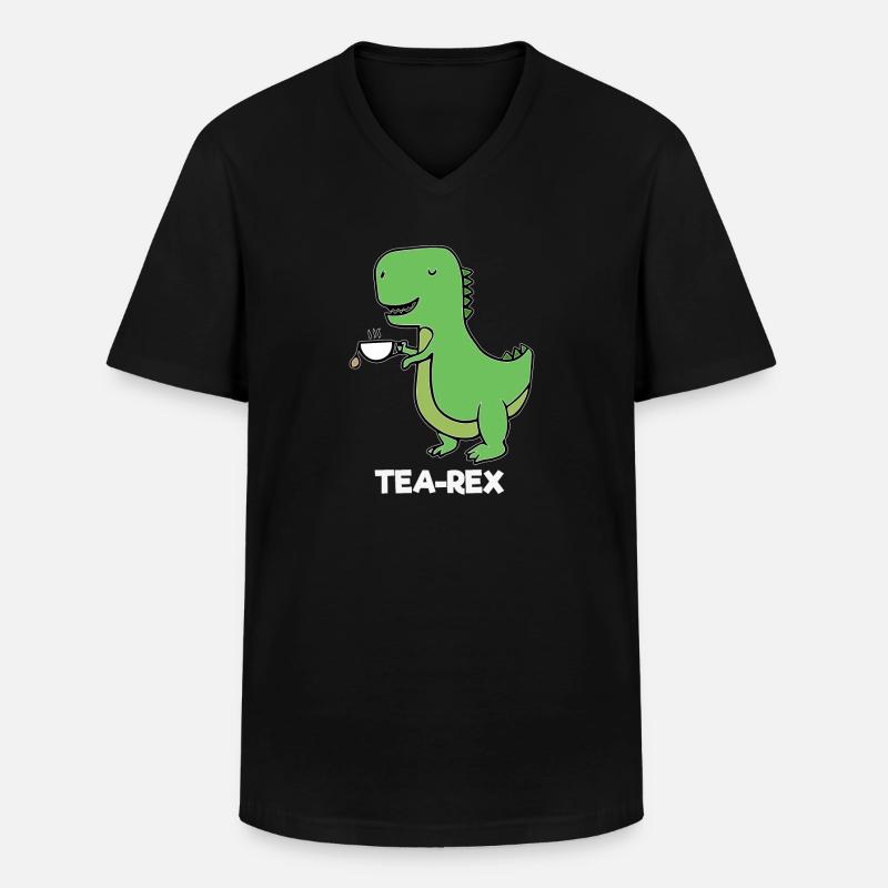 Dinosaurier - TEAREX - Männer-T-Shirt mit V-Ausschnitt - Schwarz