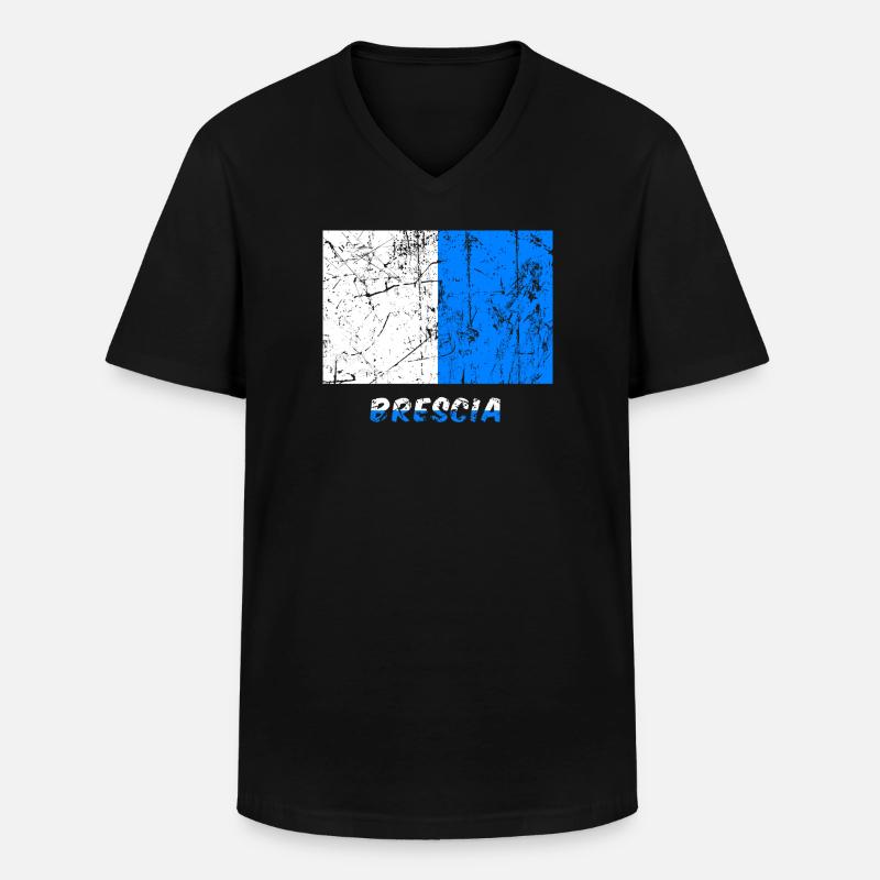 Drapeau Brescia drapeau Fahne drapeau drapeau - T-shirt col V Homme - noir