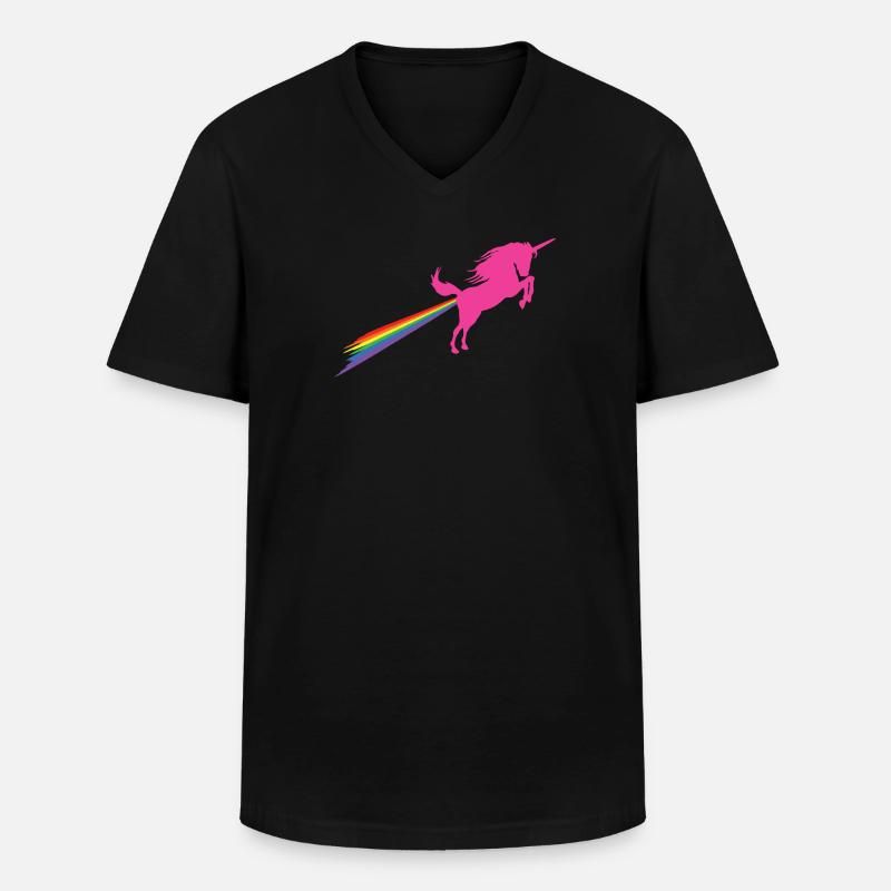 Einhorn Regenbogen Furz - Männer-T-Shirt mit V-Ausschnitt - Schwarz