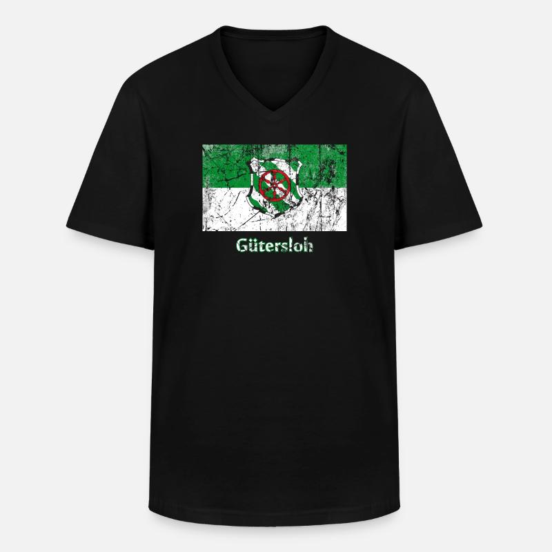 Flagge Gütersloh Stadtfahne Stadtfahne Drapeau - Männer-T-Shirt mit V-Ausschnitt - Schwarz