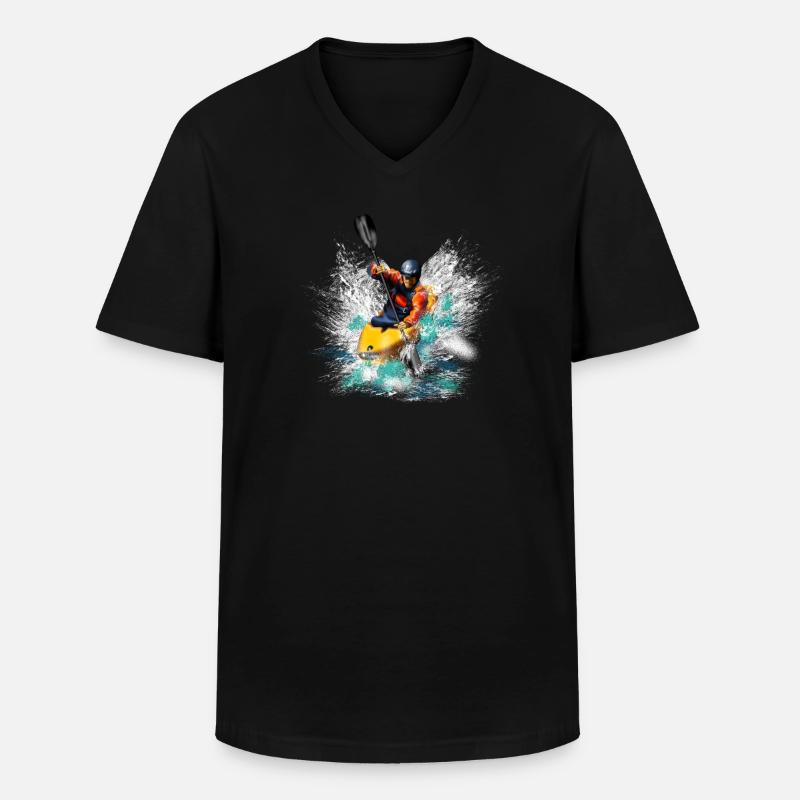 Kayaking - Männer-T-Shirt mit V-Ausschnitt - Schwarz
