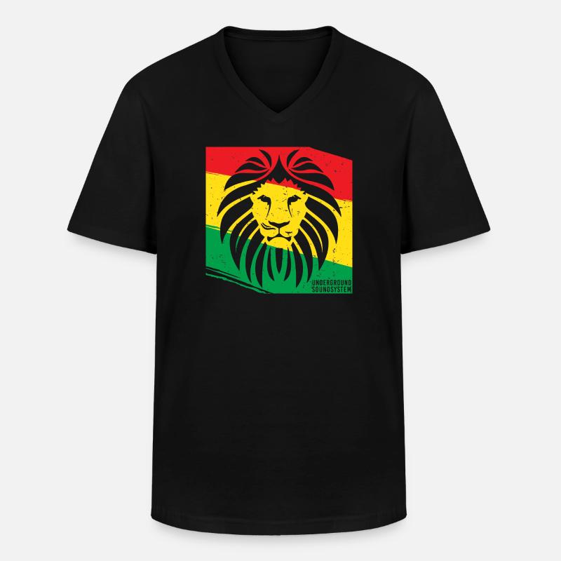 Löwe im Rasta Stil - Männer-T-Shirt mit V-Ausschnitt - Schwarz