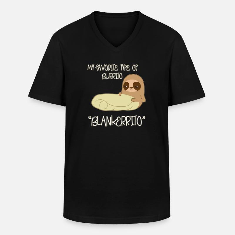 Faultier Burrito - Männer-T-Shirt mit V-Ausschnitt - Schwarz