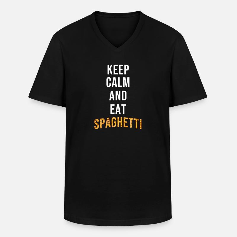 Keep Calm Eat Spaghetti - Männer-T-Shirt mit V-Ausschnitt - Schwarz