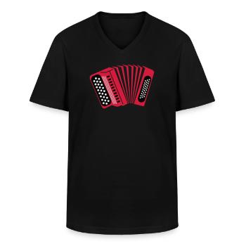 akkordeon musiker musik - Männer-T-Shirt mit V-Ausschnitt - Schwarz - Vorne - AI Model Male 178 dark (178cm)