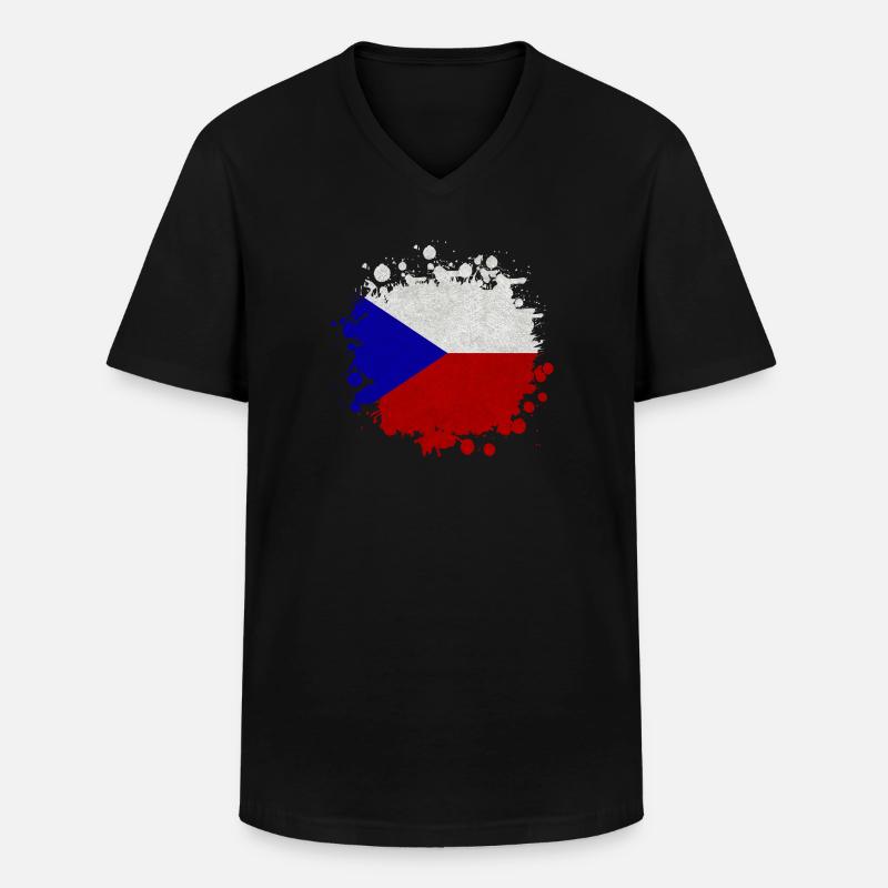 Tschechien Klecks / Geschenk Prag Flagge - Männer-T-Shirt mit V-Ausschnitt - Schwarz