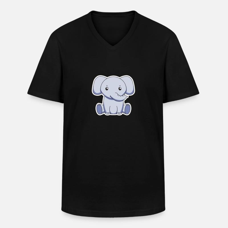 Elefant - Männer-T-Shirt mit V-Ausschnitt - Schwarz
