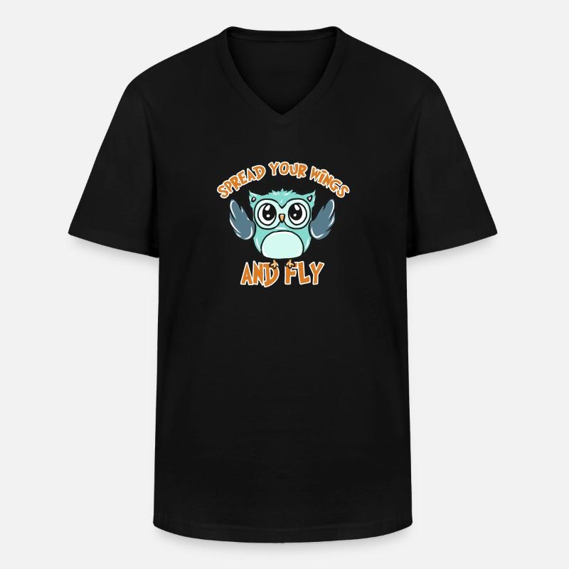 Eule - Männer-T-Shirt mit V-Ausschnitt - Schwarz