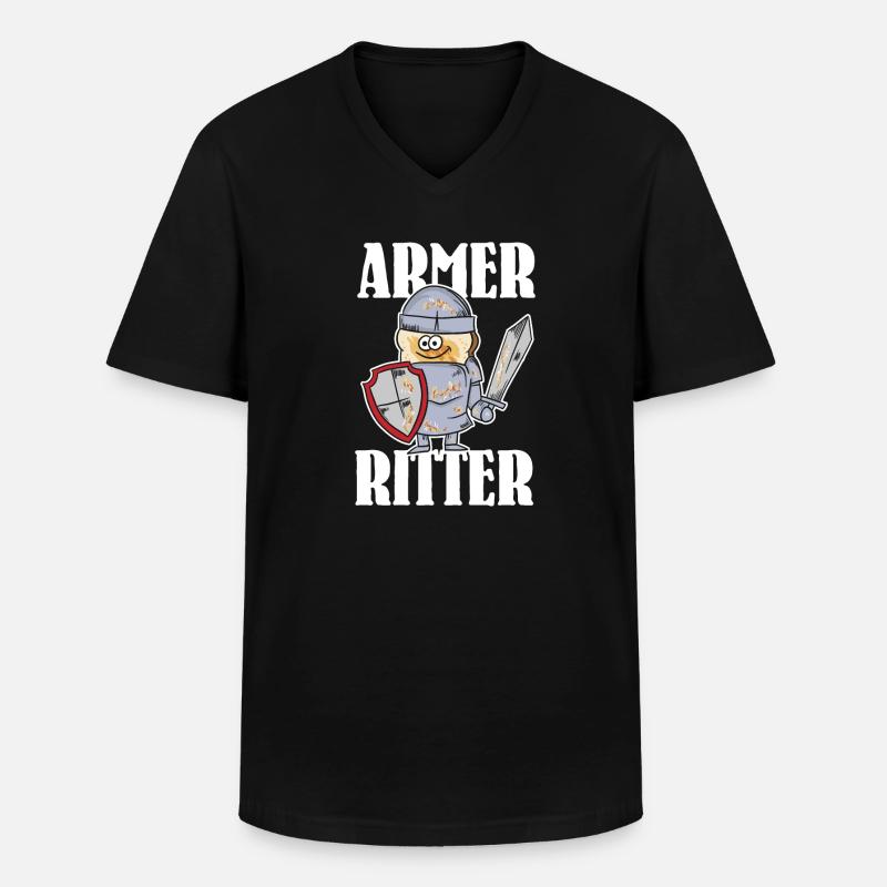 Armer Ritter, Frech Toast - Männer-T-Shirt mit V-Ausschnitt - Schwarz